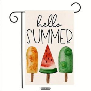 Hello Summer double-sided Garden Flag 12x18 NWT